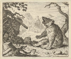 クマはレナードに動物評議会の前に出頭するよう呼びかける、1650-75。 作： Allart van Everdingen