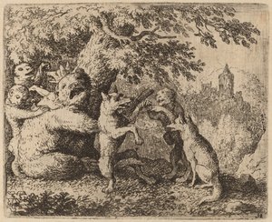 クマとオオカミは迫害されている、おそらく c. 16451656。 作： Allart van Everdingen