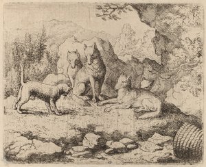 メッセンジャーとして送られた猫、おそらくc。 16451656。 作： Allart van Everdingen
