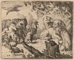 ライオンは平和を告げる、おそらく c. 16451656。 作： Allart van Everdingen