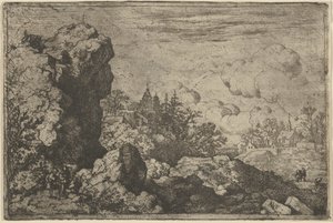 ハイロックのふもとの3人の旅行者、17世紀。 作： Allart van Everdingen