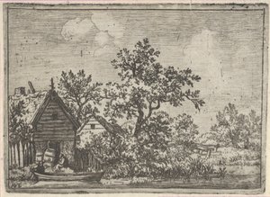 小屋の前の 2 つの樽、17 世紀。 作： Allart van Everdingen