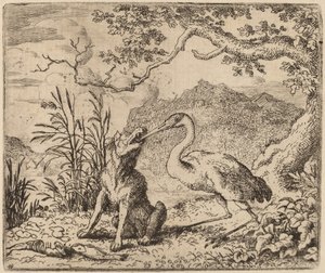 オオカミとツル、おそらくc。 16451656。 作： Allart van Everdingen
