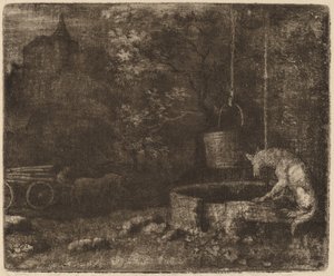 オオカミと井戸、おそらく c. 16451656。 作： Allart van Everdingen