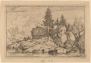 コテージ近くの 2 つのモミの木 作： Allart van Everdingen