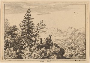 丘の上の二人の男、おそらくc。 16451656。 作： Allart van Everdingen