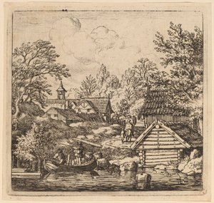 はしけを降ろす、おそらく c. 16451656。 作： Allart van Everdingen