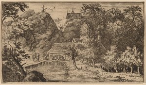 山のふもとにある水車小屋、おそらく c. 16451656。 作： Allart van Everdingen