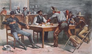 西部劇の酒場でのカードをめぐる議論 作： Allen Carter (after) Redwood