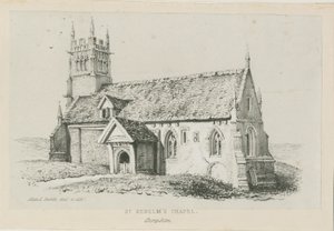クレント-セントケネルムの礼拝堂：リトグラフ、nd [c 1840] 作： Allen Edward Everitt