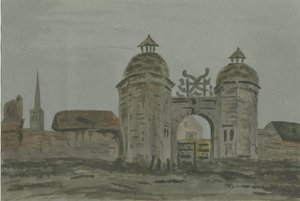 Hamstall Ridware Hall-Porters "Lodges：水彩画、nd [1824-1882] 作： Allen Edward Everitt