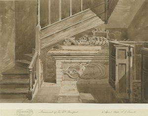 ハンズワース-ウィリアムスタンフォード卿の記念碑：セピア画、1842年4月6日 作： Allen Edward Everitt