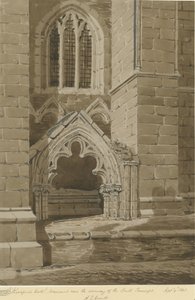 リッチフィールド大聖堂-サウストランセプト：1842年9月9日、赤のセピア画 作： Allen Edward Everitt