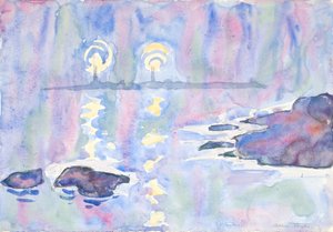 水彩 No. 73、ブルーとラベンダー、1928年。 作： Allen Tucker