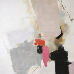 モダンなブラッシュグレーの抽象画