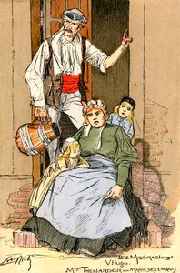 レ・ミゼラブルの挿絵：テナルディエ家（版画） 作： Almery Lobel Riche