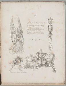 リトグラフの芸術：デューラーの祈祷書からの3つのデザイン、プレートV 作： Alois Senefelder