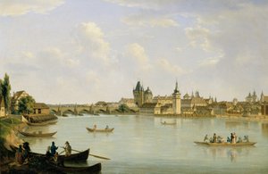 ヴルタヴァ橋 (カレル橋) とプラハのビュー 作： Alois von Saar