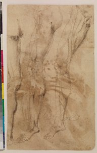 男性の脚の 3 つの習作 (裏面) 1537 年頃 (紙にペンと茶色のインク) [5948317 を参照] 作： Alonso (workshop of) Berruguete