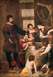 セビリアの聖イシドールと井戸の奇跡。アロンソ・カノ（1601-1667）による絵画。1638-1640.マドリード。プラド美術館。