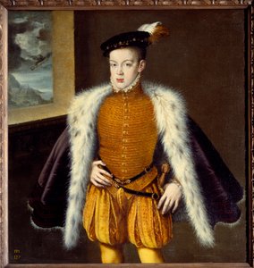 フィリップ2世の息子、ドン・カルロス王子（1545-1568）の肖像。アロンソ・サンチェス・コエロ（1531-1588）の絵 Ec.Esp. 作： Alonso Sánchez Coello