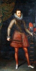 1593年にバトンを持って全身を立っているアルバート大公の肖像 作： Alonso Sánchez Coello