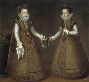 インファンタスイザベルクララユージニア1566-1633、スペインのキャサリンミシェル1567-1597年頃1575 作： Alonso Sánchez Coello