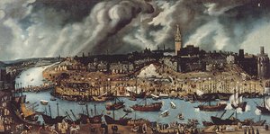 セビリアの港、1590年頃 作： Alonso attr. to Sanchez Coello