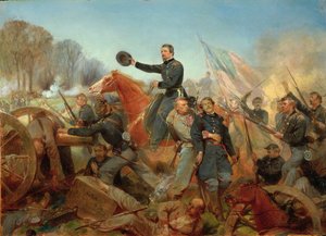 荒野の戦い、バージニア州スポットシルバニアコートハウスでの攻撃、1865年 作： Alonzo Chappel