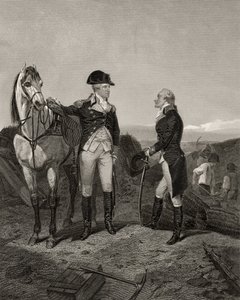 ジョージワシントンとアレクサンダーハミルトンの最初の会議、「ワシントンの生涯と時代」第1巻、1857年発行 作： Alonzo Chappel