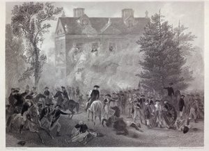 1777年のチューハウスでのジャーマンタウンの戦い、ロバートヒンシェルウッド（1812-c.75）c.1860の彫刻 作： Alonzo Chappel