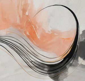 流れる桃の抽象画