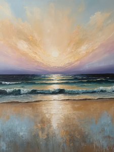 黄金色の海に沈む夕日 作： Alpenglow Workshop