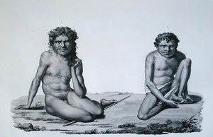 ニューホランドのポートジャクソン。ブルー・マウンテンズのアボリジニーたち（1825年に出版されたフォルジェによる「Voyage Autour du Monde sur les Corvettes de L