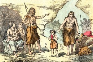 トナカイ（先史時代）の家族：自然創造と生物。A.デマールを描く。1885 作： Alphonse Demarle
