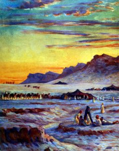 砂漠のアラブ遊牧民のグループ。 Nasreddine Dinet (Alphonse-Étienne Dinet) 著。 1861 1929. フランスのオリエンタリストの画家 1918 作： Alphonse Etienne Dinet