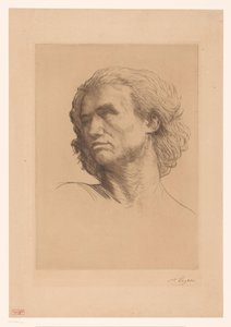 男の頭 作： Alphonse Legros (signed by artist)