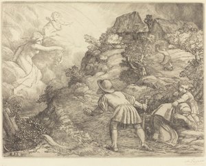 農民とフォーチュンのアレゴリー Le paysan et la fortune: Sujet allegorique. 作： Alphonse Legros