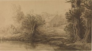 川のほとり。 作： Alphonse Legros