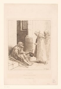 階段の乞食 慈善団体 (オブジェクトのタイトル) 作： Alphonse Legros