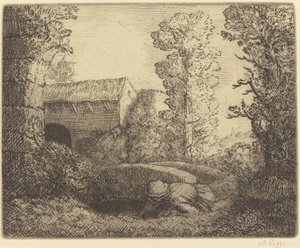 風車小屋の橋 (Le pont du moulin) 作： Alphonse Legros