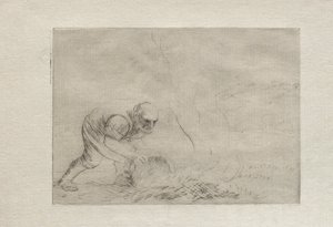 草を燃やす。 作： Alphonse Legros