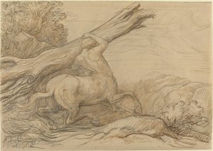 木の幹を運ぶケンタウロス。 作： Alphonse Legros