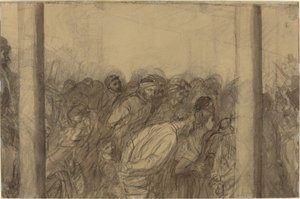 2 つの列の間で見られる人の群れ [裏面] 作： Alphonse Legros