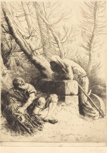 死と木こり、4 番目のプレート La mort et le bucheron。 作： Alphonse Legros