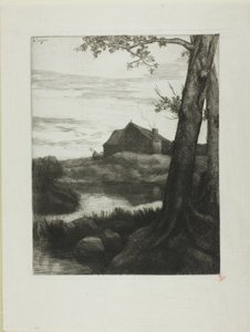 大きな木のある農場 作： Alphonse Legros