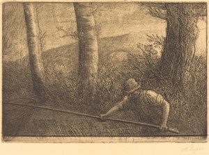 フープネットを持った漁師 (ラ ペッシュ ア ラ トラブル) 作： Alphonse Legros
