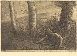 フープネットを持った漁師 ラ・ペッシュ・ア・ラ・トラブル。 作： Alphonse Legros