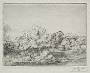 湖の近くのハムレット 作： Alphonse Legros