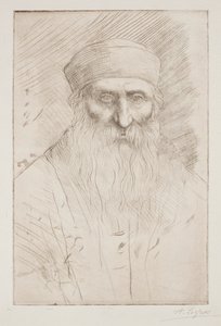 長いあごひげを生やした男の頭 作： Alphonse Legros